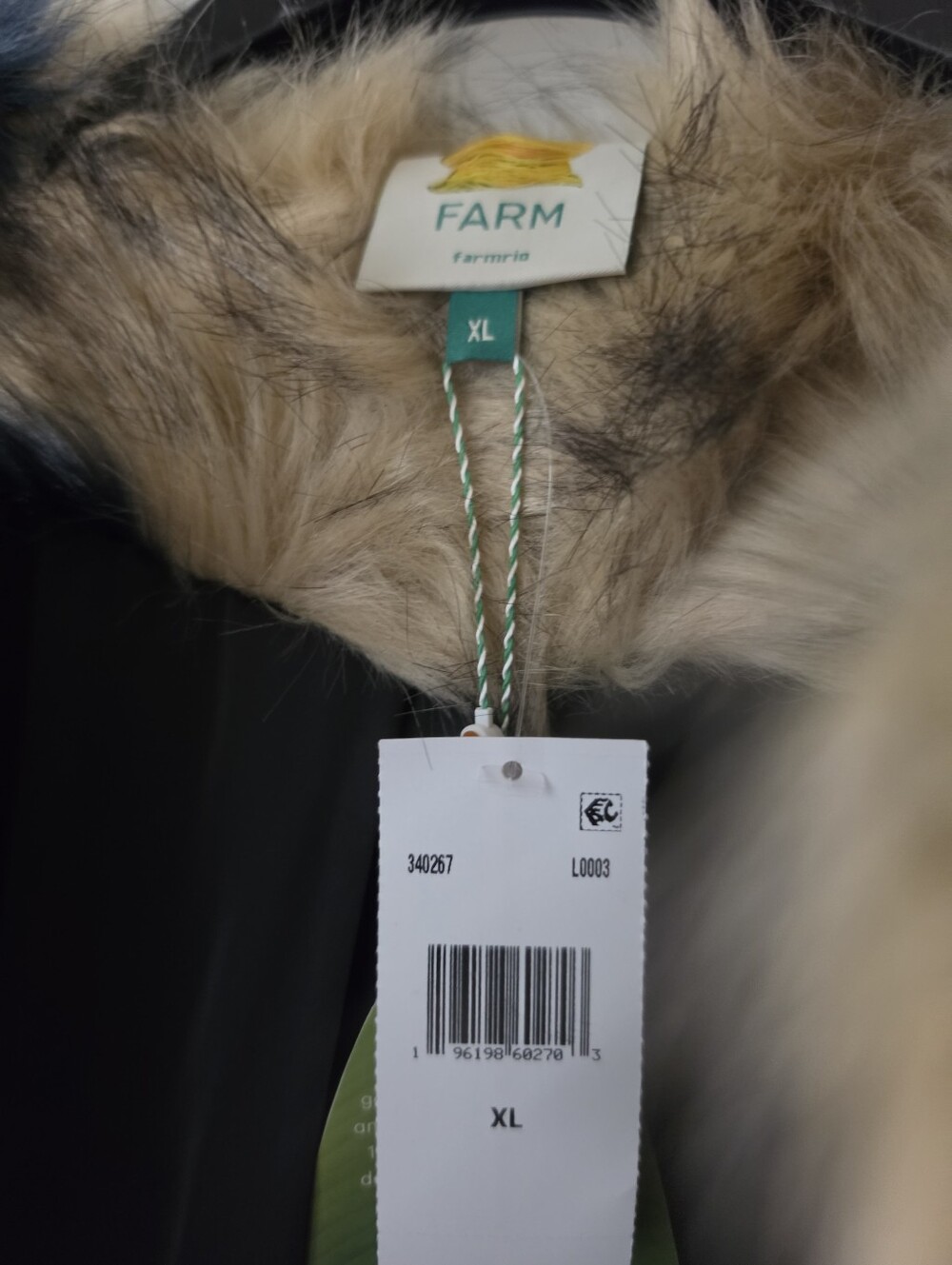 FARM Black and Tan Patchwork Faux Fur Jacket - Picture 2 of 3